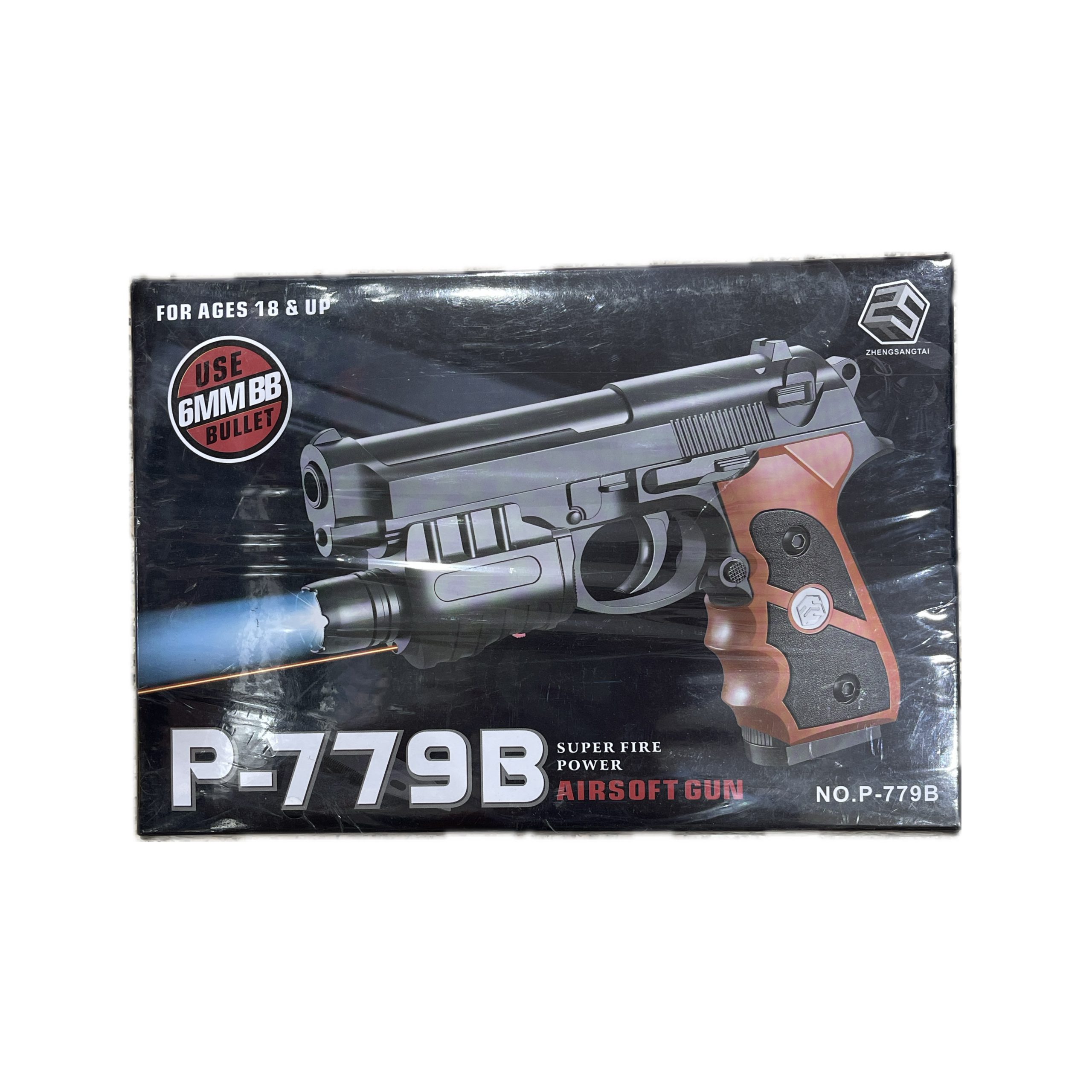 تفنگ ایرسافت مدل P-779B | لیزری و چراغ‌دار | ساچمه‌ای ۶ میلی‌متری